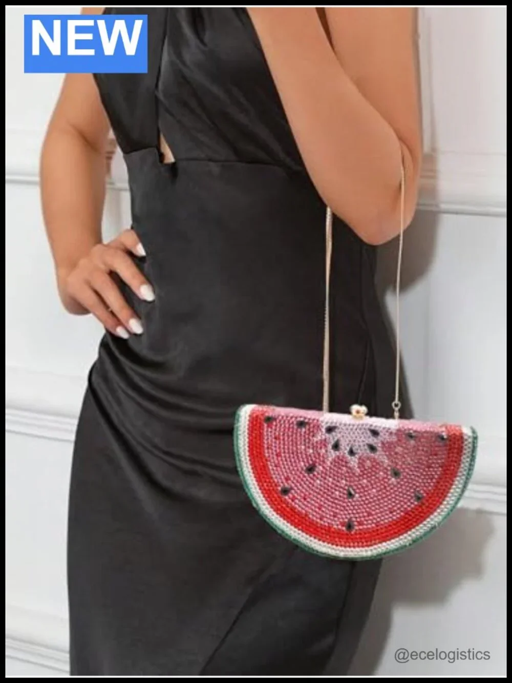 Rhinestone Watermelon Evening Clutch Glitter Crystal Party Banquet Purse